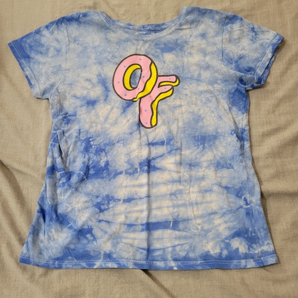 Odd Future Women Top Medium Blue Tie Dye T-Shirt Donut Graphic Short Sleeve Tee - Picture 1 of 4